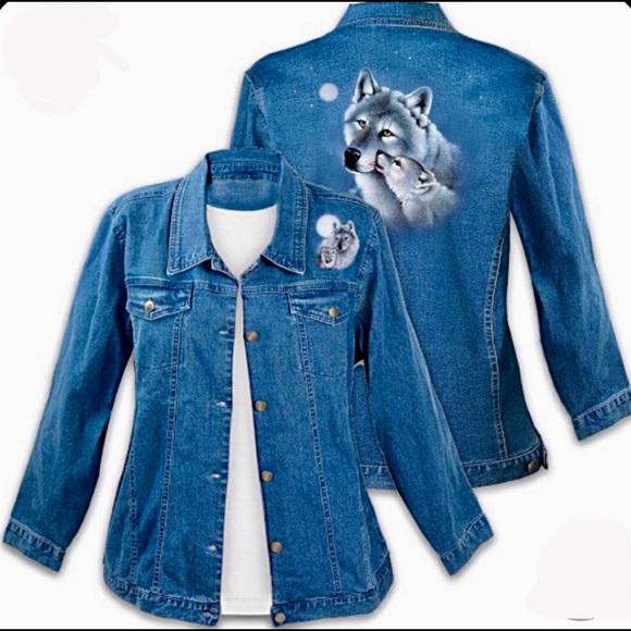 The Bradford Exchange Jackets & Blazers - 🔴🆕Wolf Art Denim Jacket